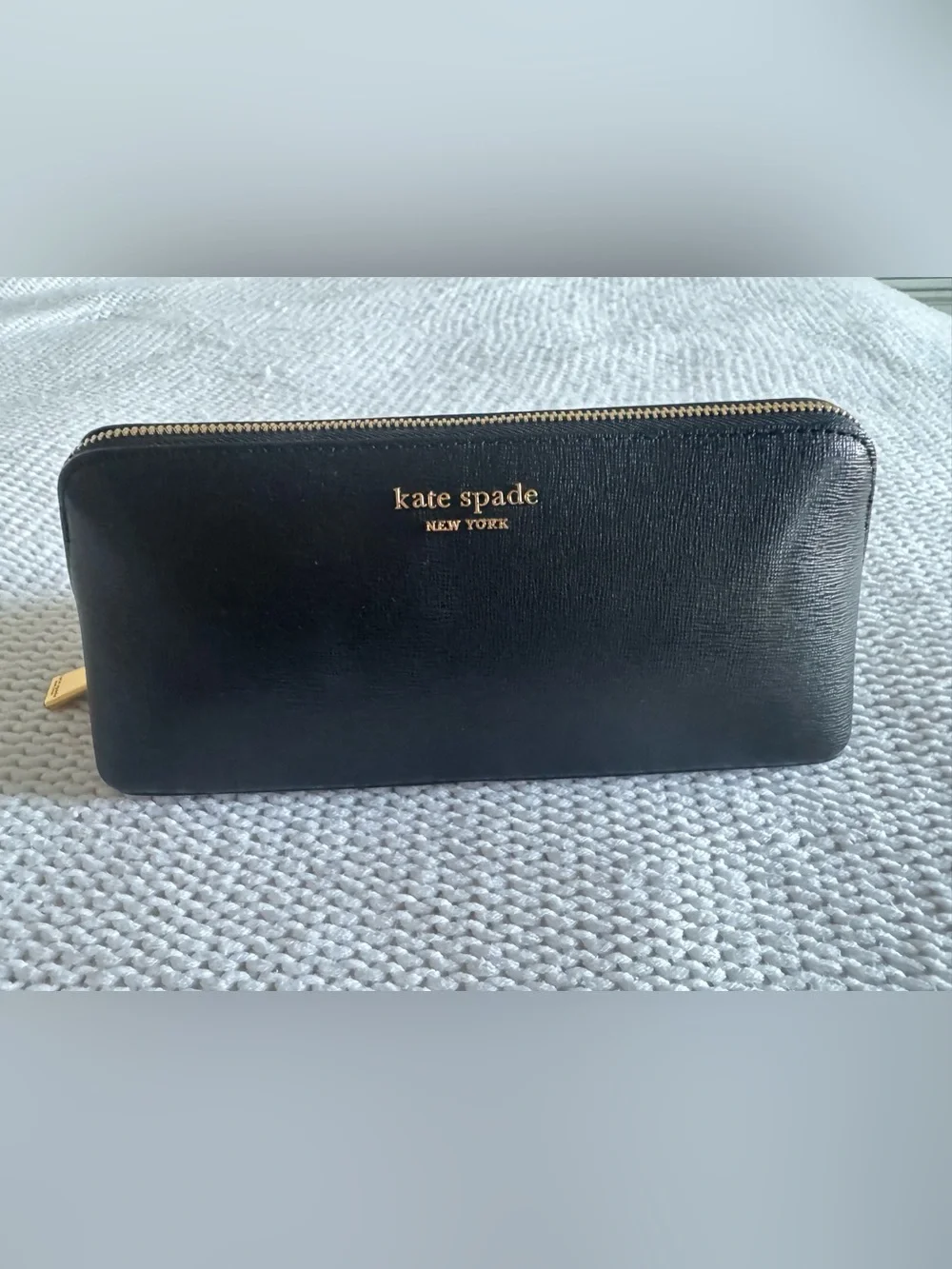 kate spade Black Wallet with Gold Logo